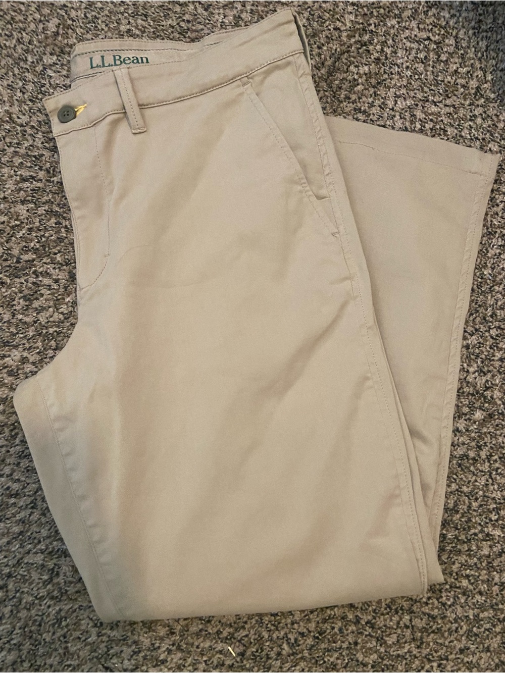 LL Bean Mens Comfort Cotton Blend Stretch Chino Pants Khaki 36
